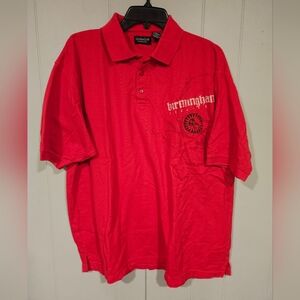 UltraClub Men's XL Short Sleeves Whisper Pique Polo Red Birmingham Alabama Logo